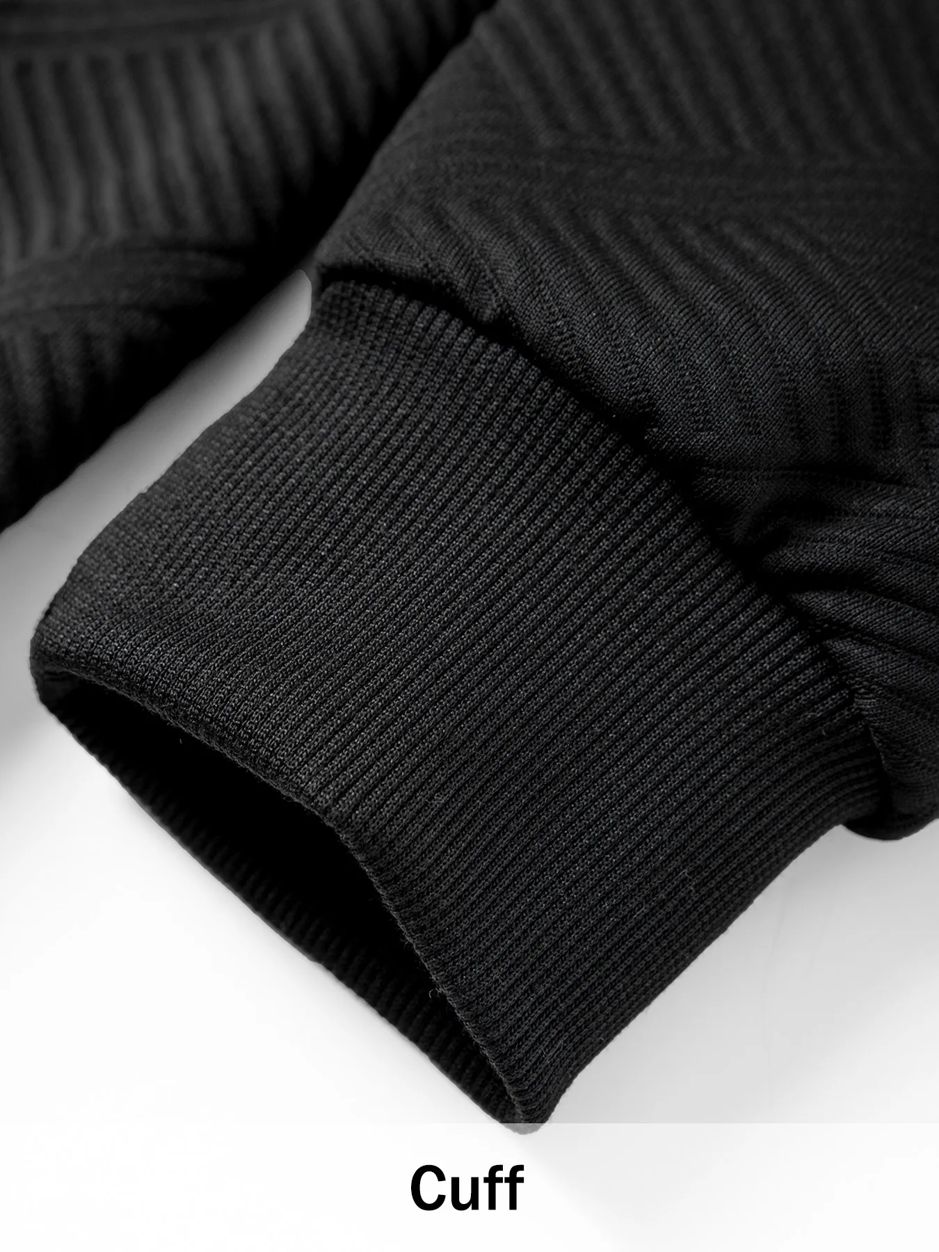 Herren Geometrischer Jacquard Viertelreißverschluss-Polo-Sweatshirt Langarm Gerippter Saum Kängurutasche Atmungsaktiver Strick-Freizeitpullover – Detail 13