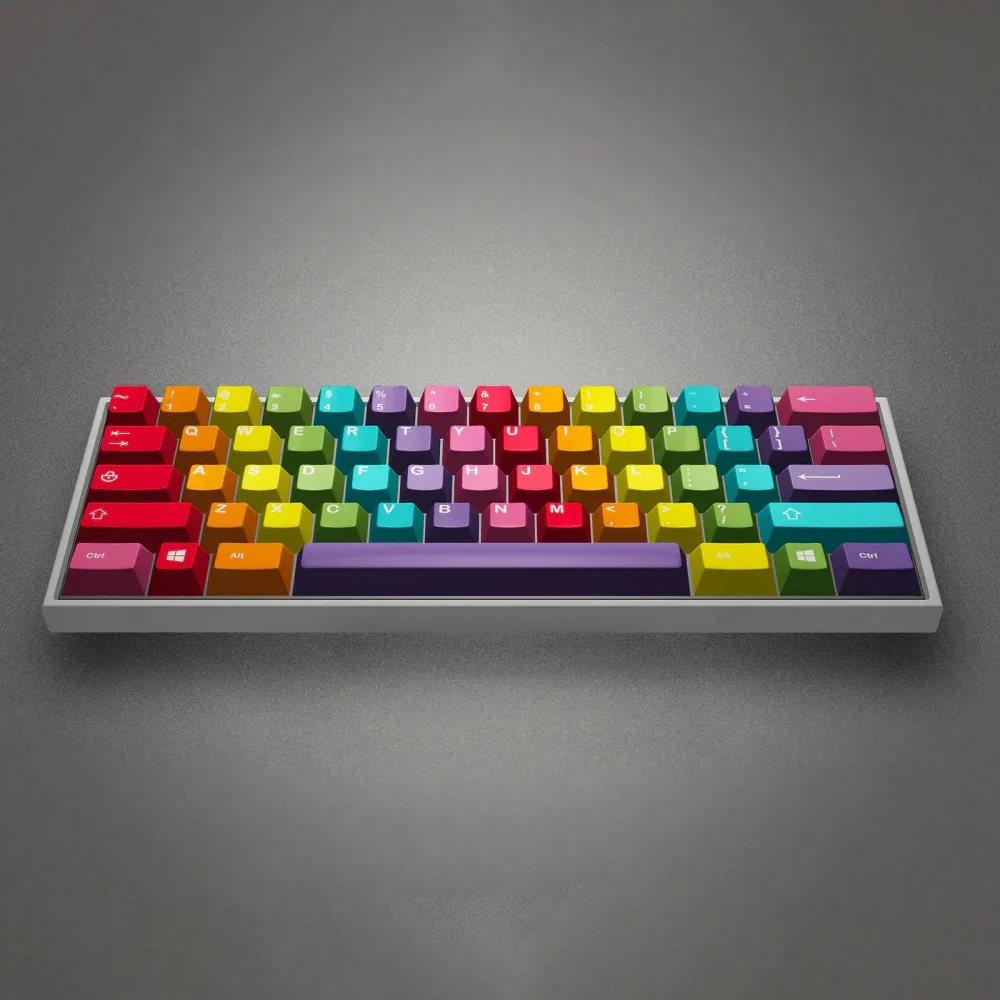 Rainbow theme keycaps Original height PBT mechanical keyboard Sublimation customization Personality Small full set