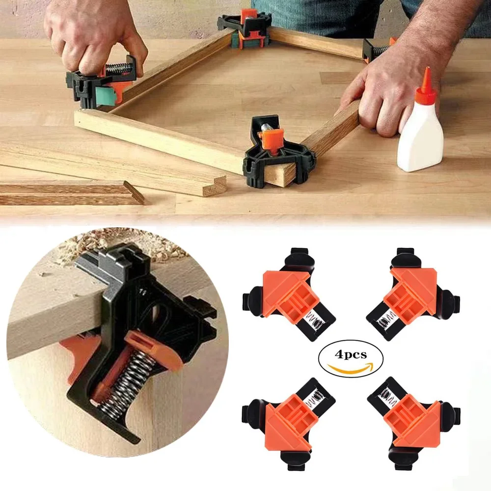 

4pcs 90 Degree Right Angle Corner Clamps Set Furniture Picture Frame Bar Carpentry Woodworking Fixture Tool set