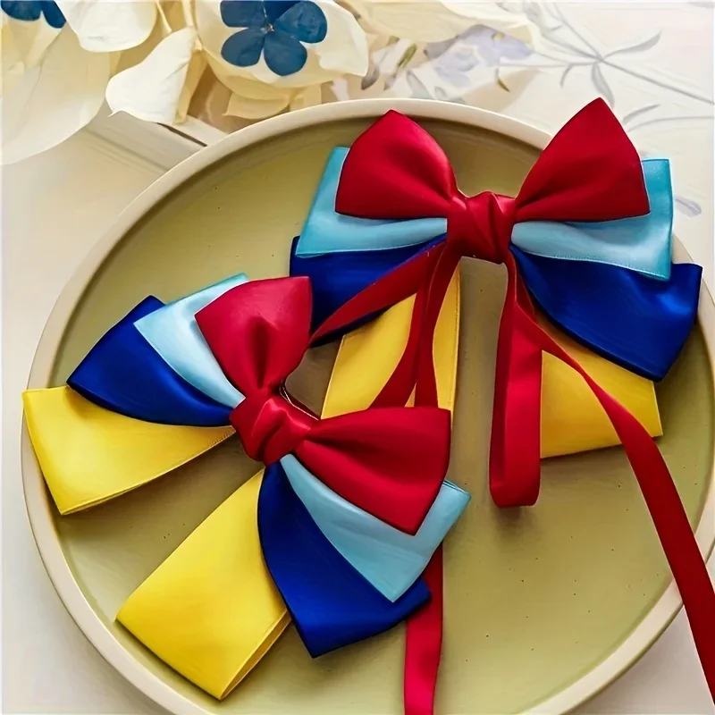 2pcs Disney Snow White Hair clip, Long Ribbon Hair Clip, Cosplay Princess Headwear, Birthday Photo Accessories, Party Supplies