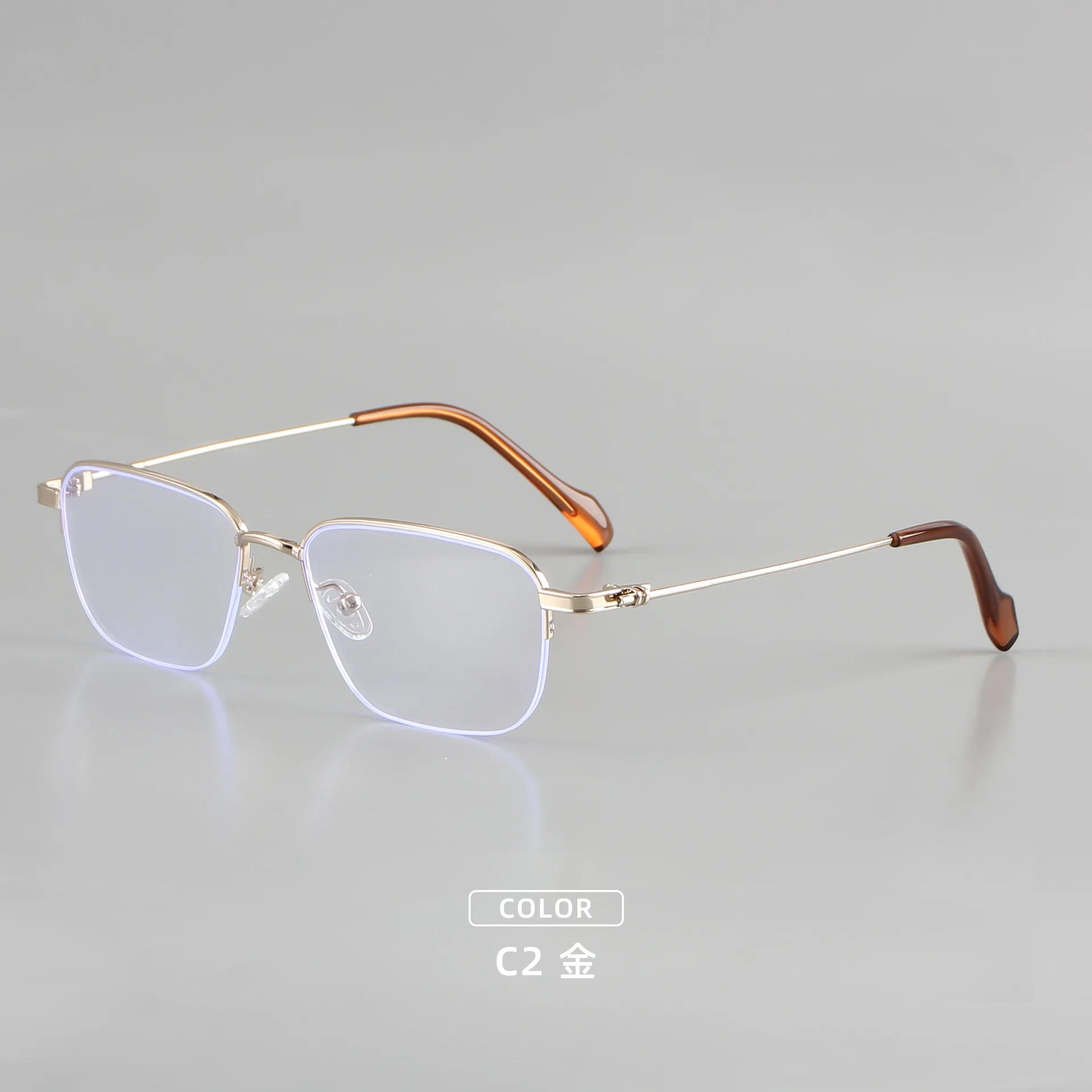 Lunettes de vue pour femmes, monture optique mi-cerclée ultra-légère, lunettes de myopie dorées, monture de lunettes vintage pour hommes, verres progressifs personnalisés