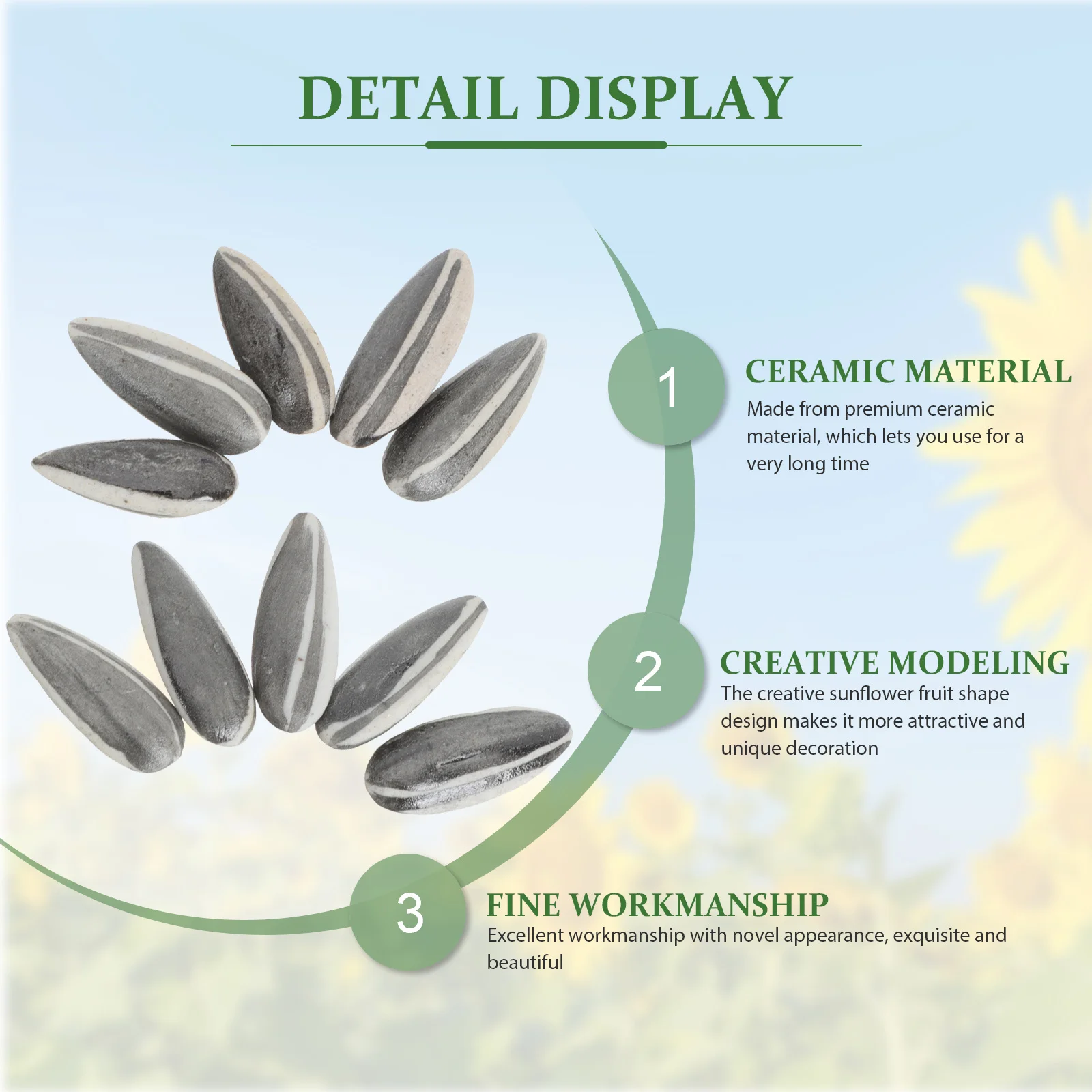 

10Pcs Sunflower Fruit Shape Tea Pet Handcrafted Ceramic Desktop Adornment Multipurpose Tea Pet Decor for Home Office Gift Idea