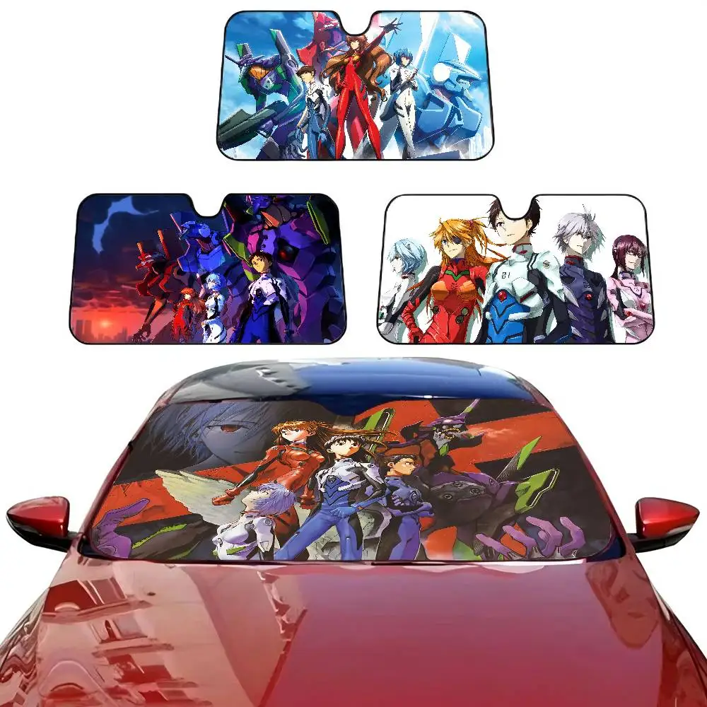 Anime Classic E-evangelion Cartoon Car Solar Protection Heated Windshield Sunshade Car Window Windscreen Shade Auto Sun Visor