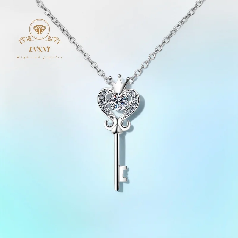 

Серебряное колье-цепочка S925 с муассанитом 0.3 карата, динамичный кулон-замок, минималистичное, сертифицированное, подарочное украшение для женщин