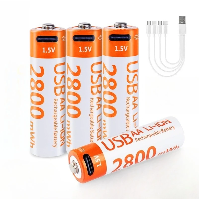 1.5 فولت 2800mWh AA بطارية ليثيوم قابلة للشحن مع كابل شحن USB-C مناسبة لألعاب قفل الباب بطارية قابلة للاستبدال #5