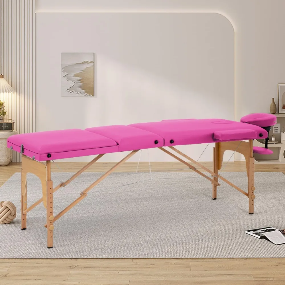 

Table Portable Massage Bed 3 Fold Lash Bed Adjustable Spa Bed Lightweight Salon Table with Non-Woven Bag for Spa Footmassage