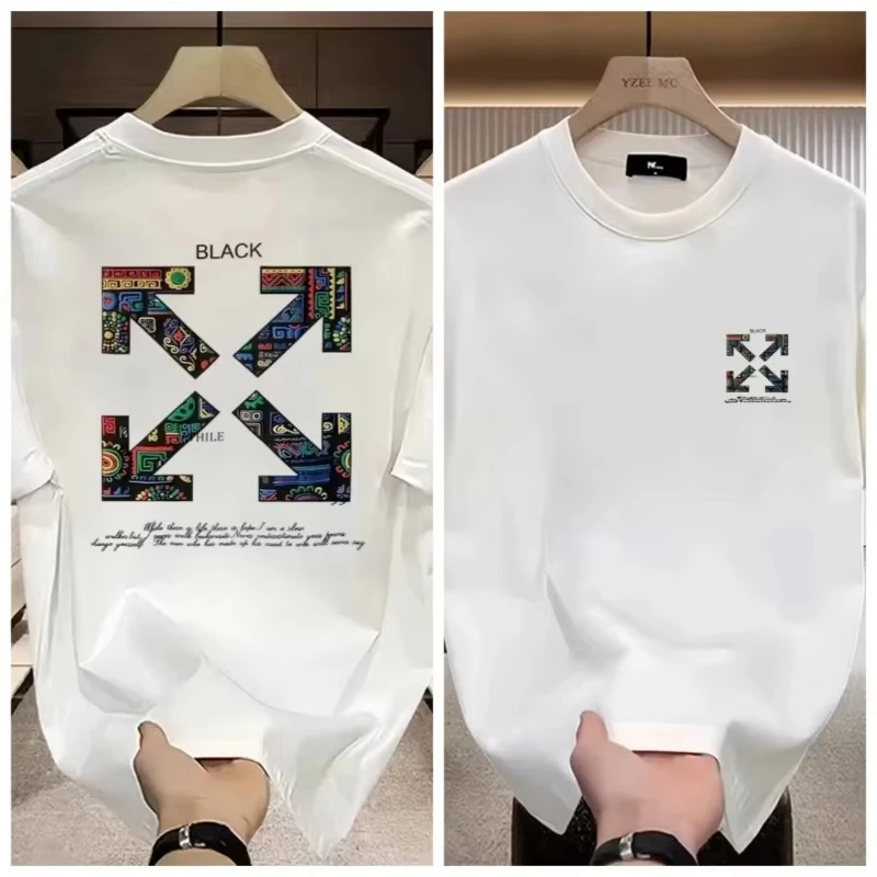 Men Ethnic Geometric Cross Graphic T Shirt Summer Cotton Loose Crew Neck Short Sleeve Tees Streetwear Black Couple Casual Tops