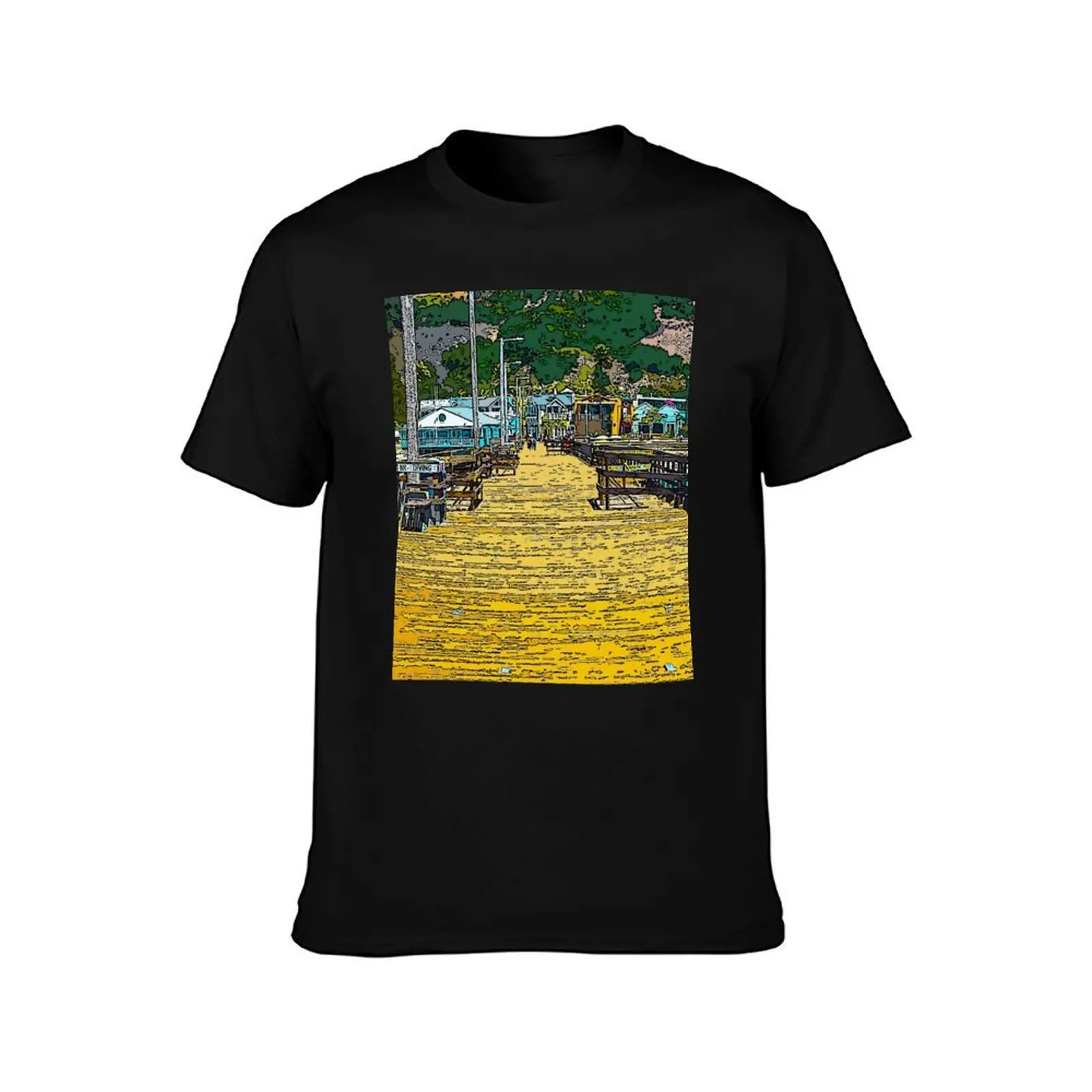 Avila Beach Boardwalk in California T-Shirt Summer Casual Cotton Tee Oversized Streetwear Tops Vintage Graphic Print