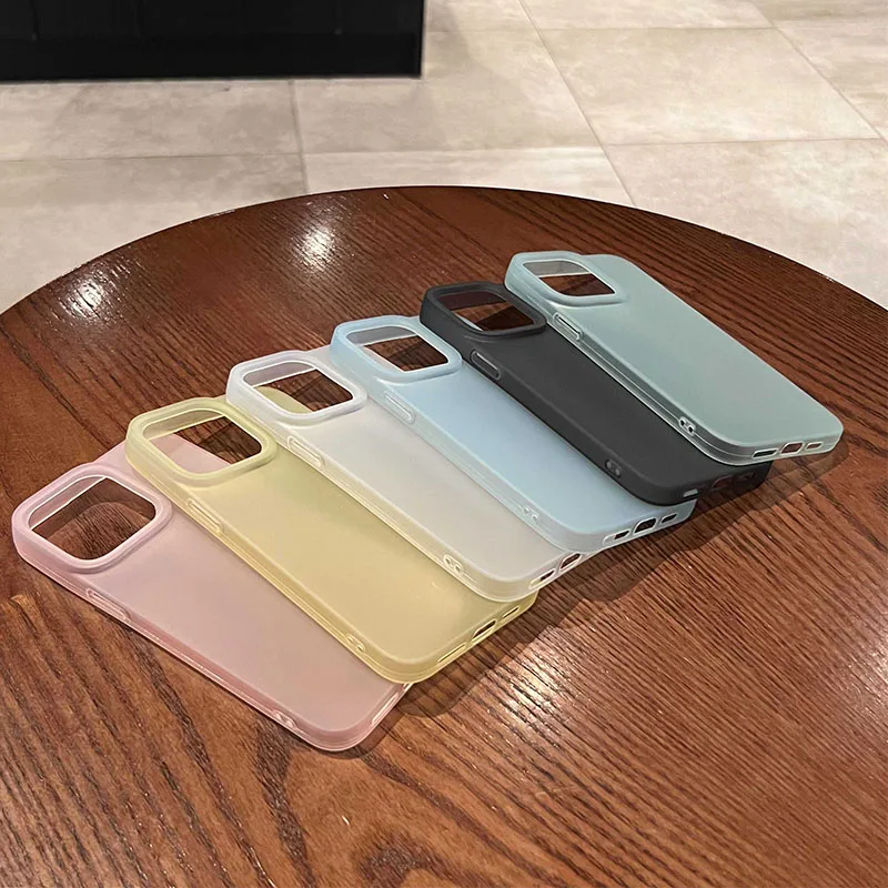 Soft Matte Candy Transparent Phone Case For iPhone 11 12 13 14 15 16 Pro Max Plus X Xs Max XR Shockproof Silicone Bumper Cover - náhled 2