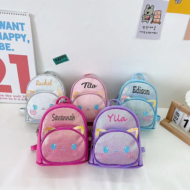 

Customized Name Cute Cat Children's Bag Backpack Girl Baby Cartoon Fashion Princess Bag Small Book Bag