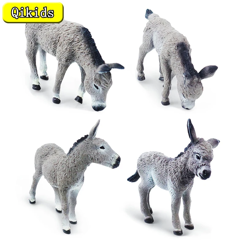 Realistic Donkey Figurines Cute Forest Animals Toys Model Farm Pasture Plastic Models Kids Collection Figures Toy Children Gifts