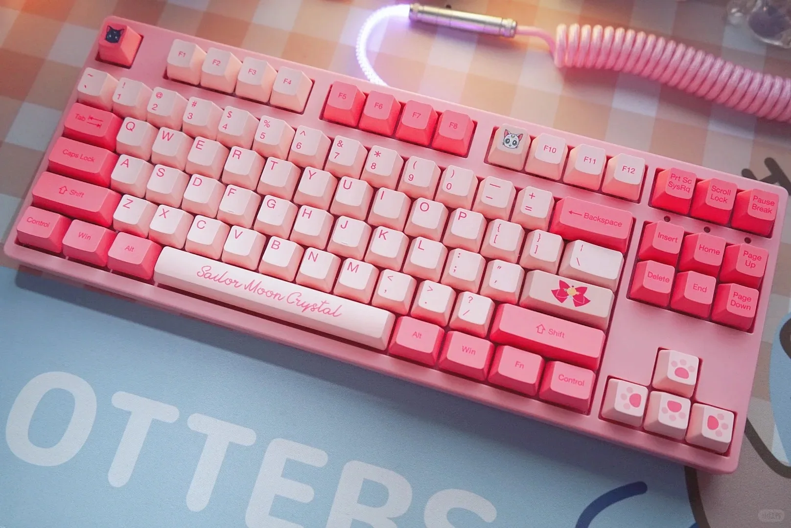 

Japanese Anime Style Sailor Moon Gaming Keyboard 87 Keys Pink Wired Mechanical Gaming Keyboard 3087 Gift for Girl