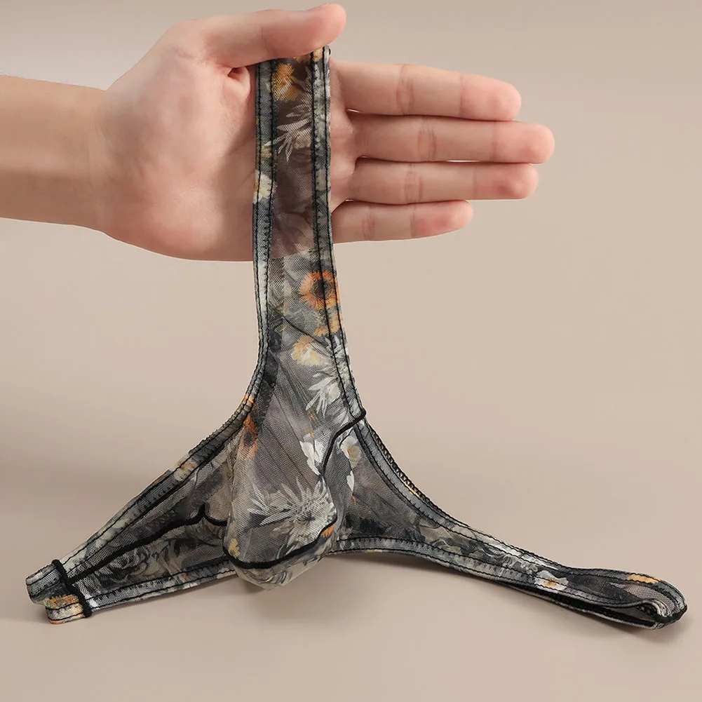 

Мужские эротические сетчатые стринги с принтом, прозрачные, с низкой посадкой, с анатомическим мешочком, гей-трусы, брифы, нижнее белье