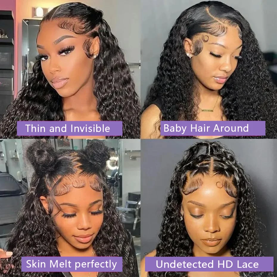 Karyssa Deep Wave 13x4 4x4 HD Lace Frontal Perücke mit natürlichem Haaransatz, vorgezupft, lockiges Echthaar, 220 % Dichte, für Frauen – Detail 5