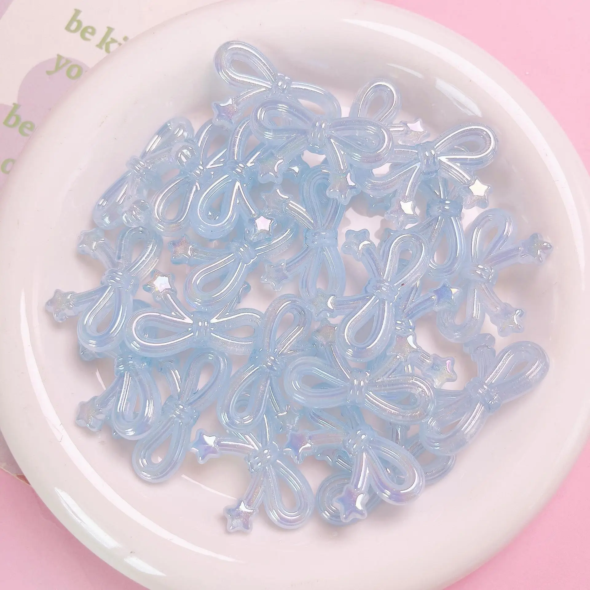 10pcs/lot New Arylic With Holes Gradient Bow Resin Cabochons Scrapbooking DIY Jewelry Phone Case Craft Accessories