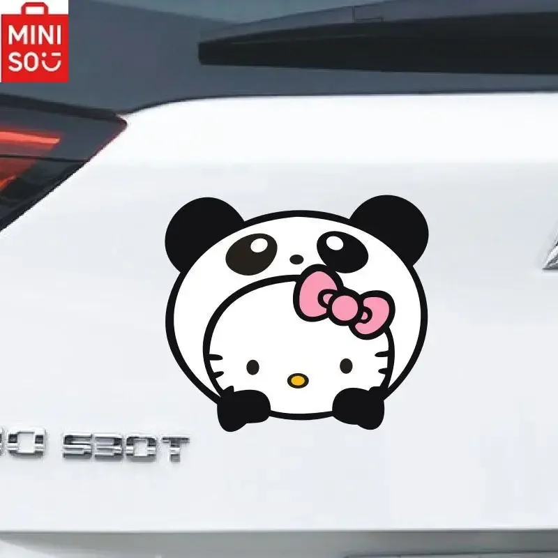 MINISO HelloKitty Car Scratch Cover Sticker Body Modification Kawaii HelloKitty Avatar Ladies Body Decoration Sticker Universal