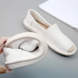 Comemore Cloth Shoes Soft Ladies Soft Casual Ballet Flats Loafers Women's Summer Footwear 2023 Women Slip on Spring Linen Flat