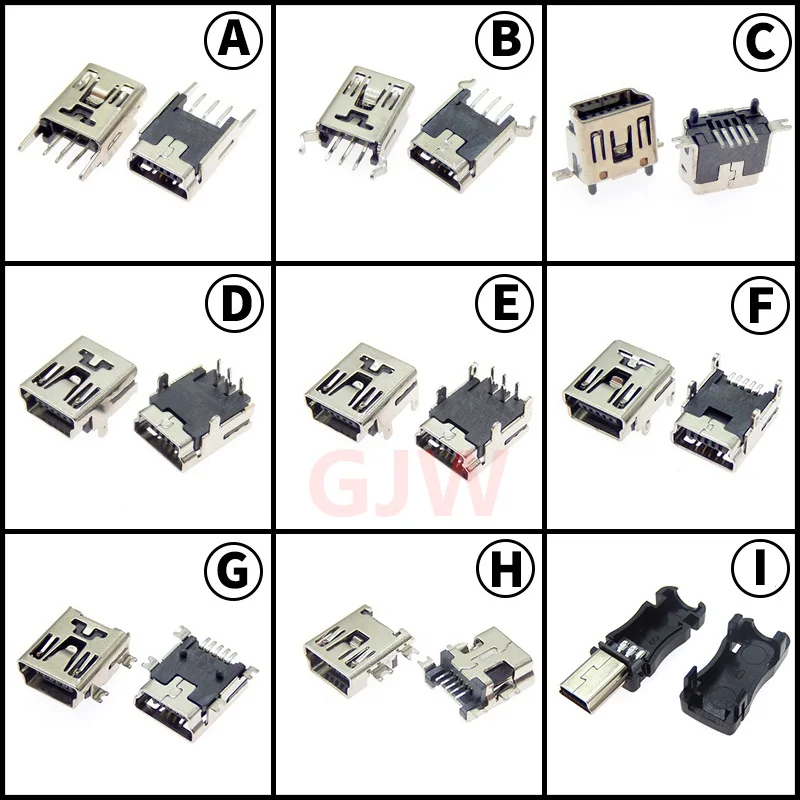 1pcs 5pin  Mini USB jack Type B Female SMT SMD Socket Connector charging port MP3 MP4  Mini USB female