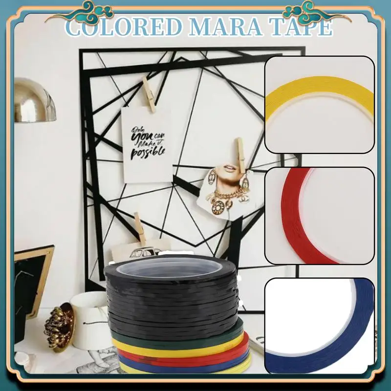 (신제품)-24롤 화이트보드용 얇은 테이프 216피트/롤 1/8인치 아트 그래픽 차트 그리드 전기 테이프 드라이 이레이즈 테이프, 6가지 색상