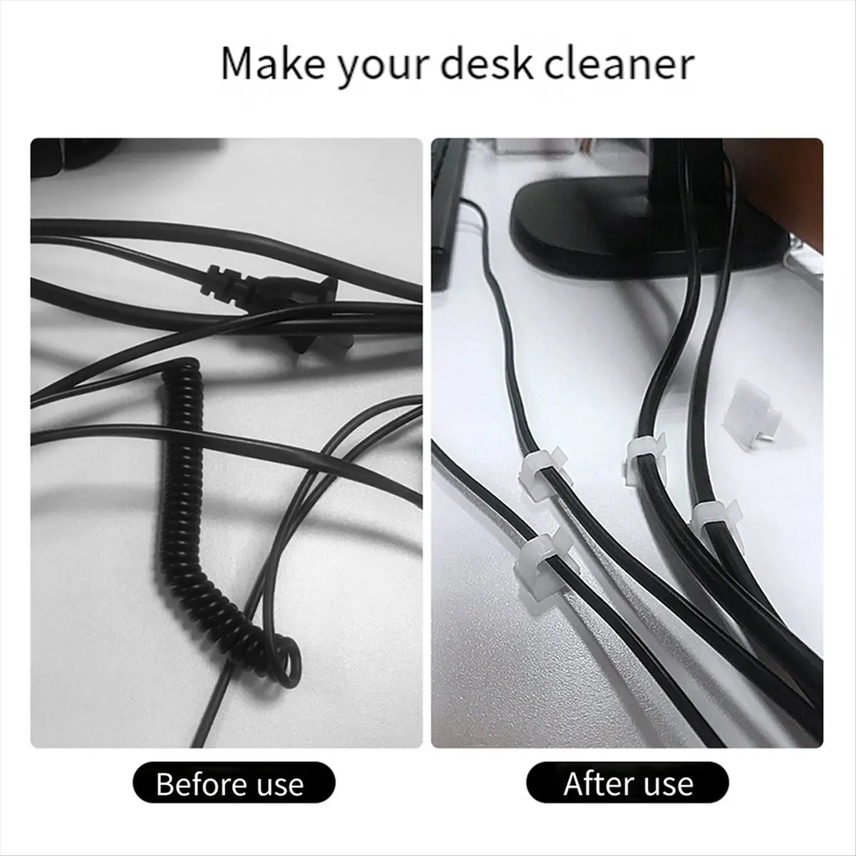 LUCK 100 Pc Outdoor Light Clips for String Lights Self Adhesive Mini Cable Hooks Wire Clips Hooks Cord Organizer Holder Black