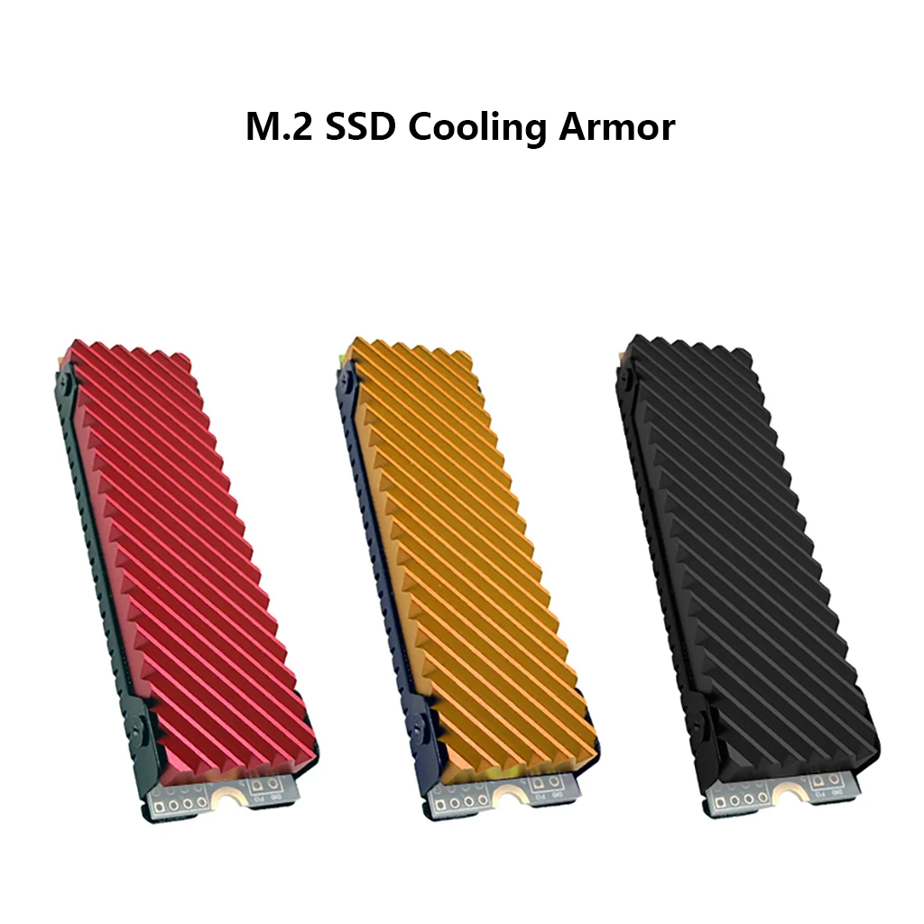 M.2 2280 SSD Heatsink Cooler Diagonal Air Flow Heat Sink Thermal Pad For PCI-E 4.0 NVMe SSD PC PS5 Gaming SSD Cooling Radiator