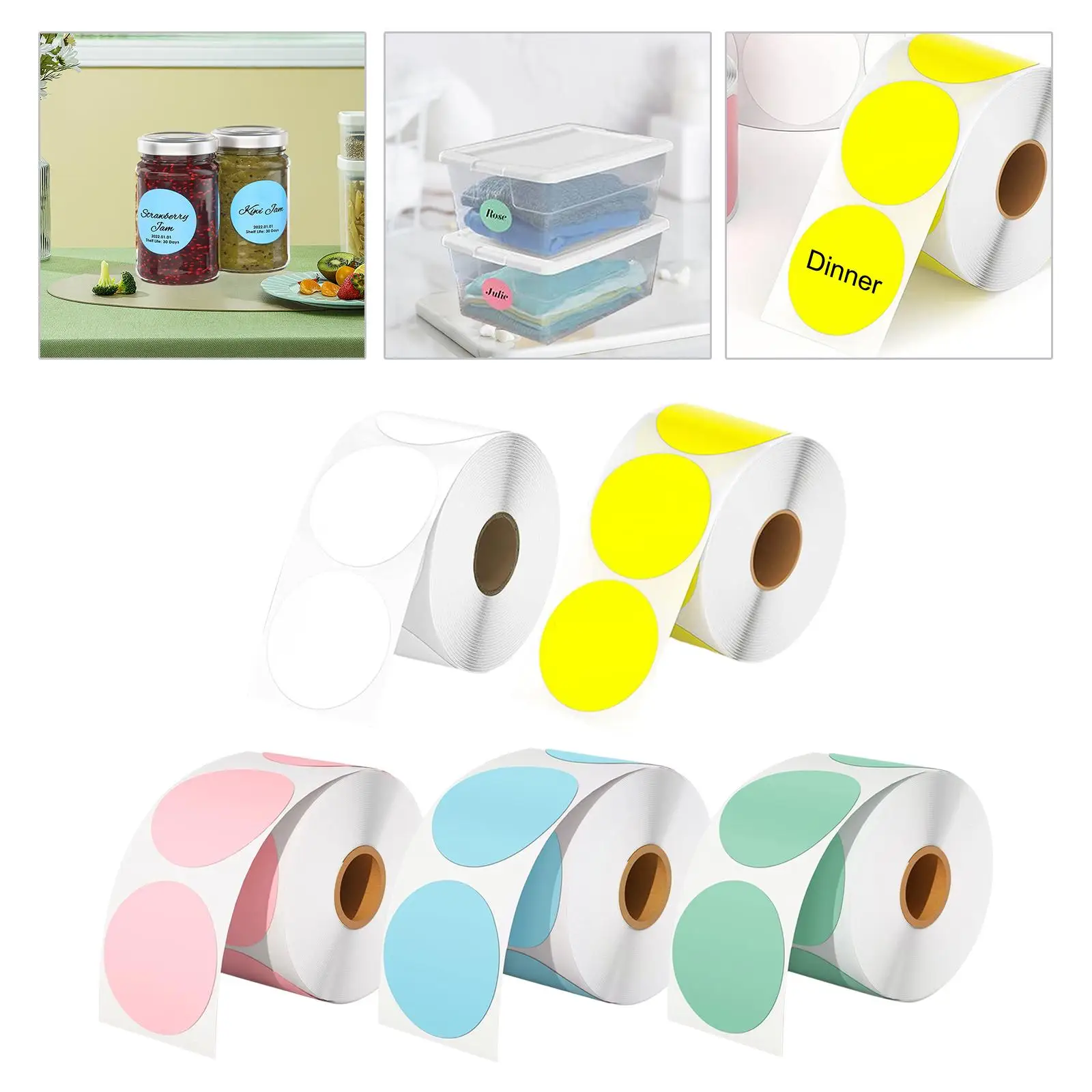 1000Pcs 5cm Colorful Thermal Sticker Labels Name Tag Adhesive Envelope Seal Round Labels Portable For Wedding Kitchen Handbooks