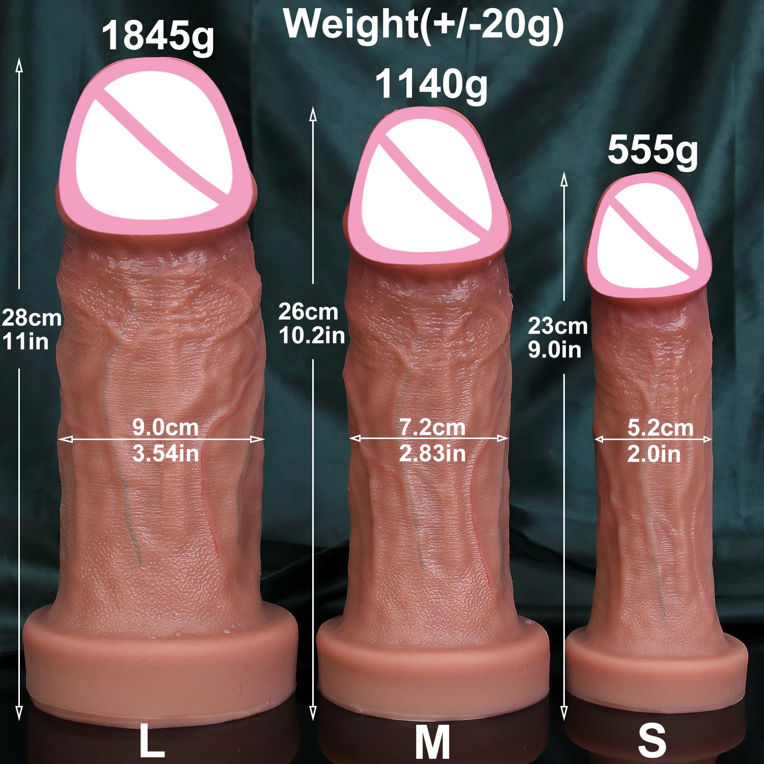 L قطر 3.5 بوصة واقعية لينة كبيرة سميكة دسار S/M/L سيليكون القضيب الاستمناء شفط كأس ديك رجل امرأة الشرج لعبة الجنس #4