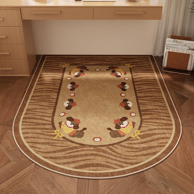 VIKAMA Antique-Style Loop Pile Carpet For Arched Study Room For e-Sports, Computer Chair Protection Mat Easy To Clean Home Decor