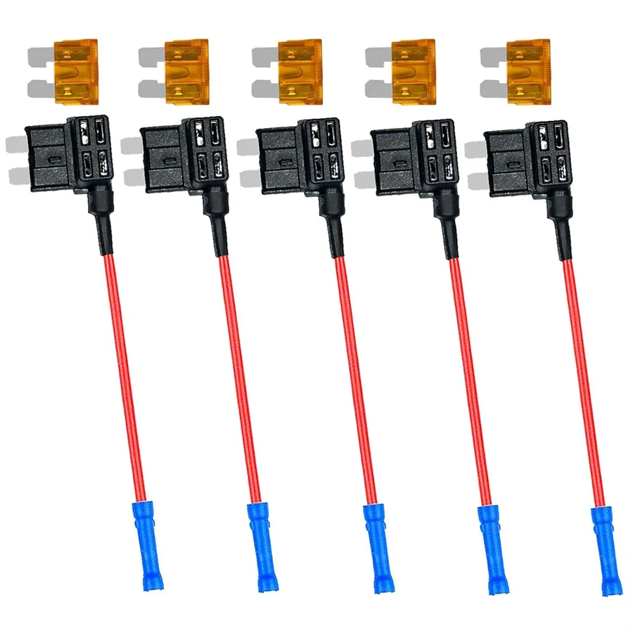 Upgraded Standard Blade Fuse Tap, 12V Add-a-Circuit Fuse TAP Adapter, Inline Fuse Holder with 5 Amp Standard Blade Fuse