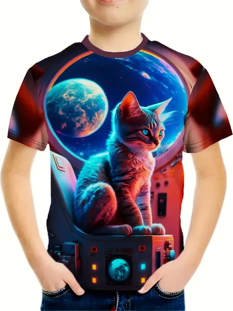 2024 Retro 3d Print Top Tee Shirt Fashion T Shirt Animal Kids Boy Clothes Anime Short Sleeve Casual Children's Clothing