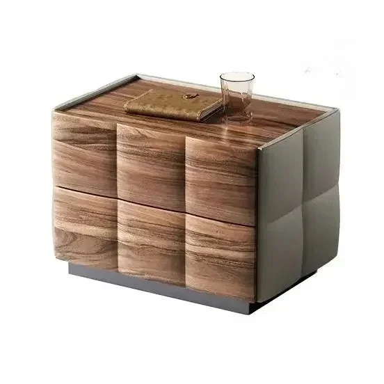 A Walnut solid wood high-end bedside table villa large flat master bedroom whole house versatile storage bedside table