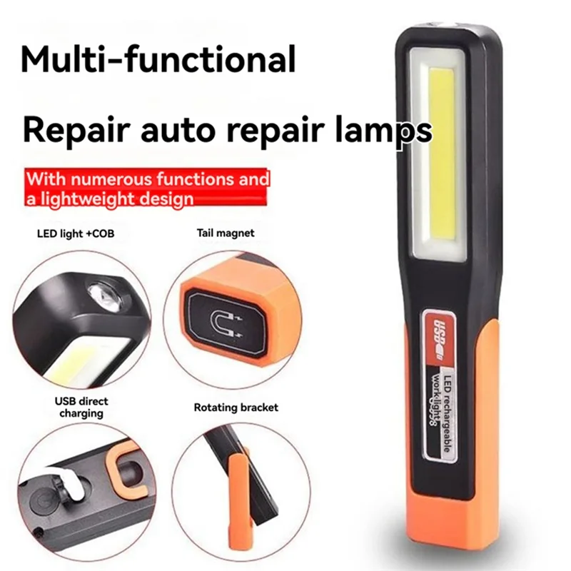 

M11K-Car Repair Handheld Lamp USB Rechargeable Emergency Flashlight Car Garage Light With Built-In Magnet COB Lighting