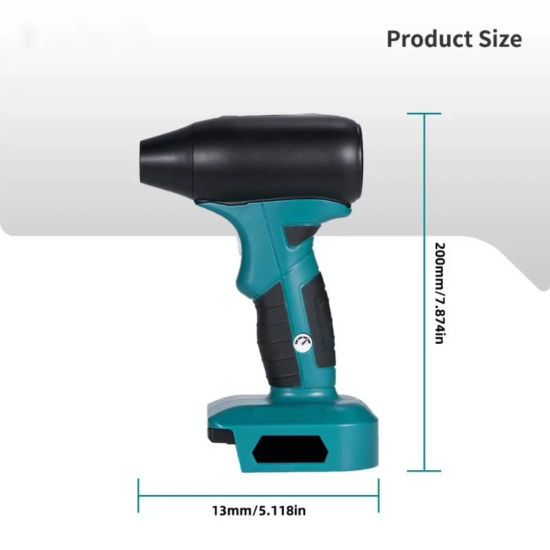 Ventilador turbo elétrico sem escova, 4 engrenagens, violento, secador de carro, pistola de ar portátil, soprador para bateria makita de 18v