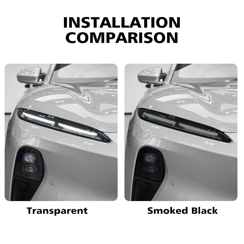 High Gloss TPU Car Headlight Cover for NIO ET5/ET5 Touring 2022-2026 Smoke Black Pre-Cut Vinyl Wrap Anti-Scratch Protection Film