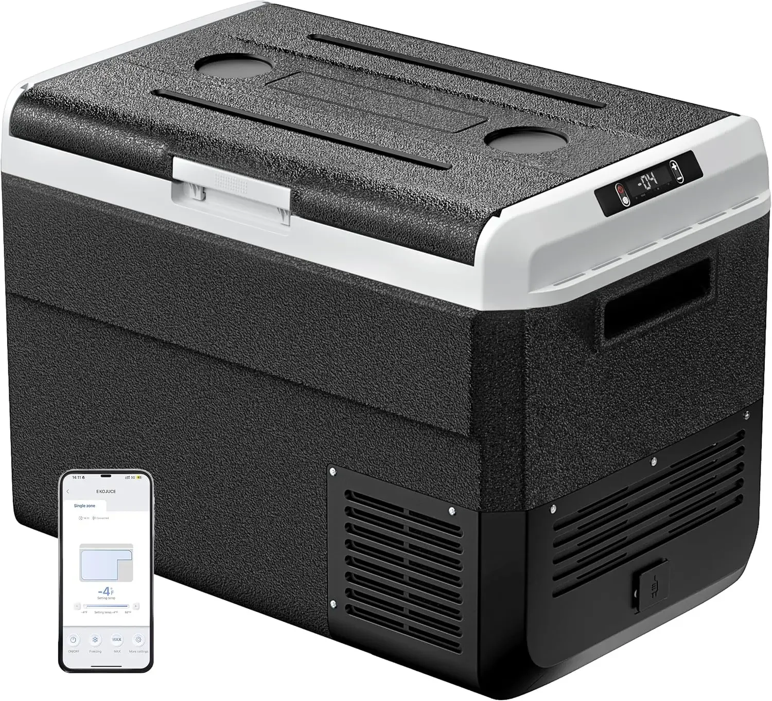 12 Volt Refrigerator, 53 Quart Electric Cooler, Car Fridge 12V/24V DC 100~240V AC, Portable Freezer -4℉~68℉, APP Control, Portab