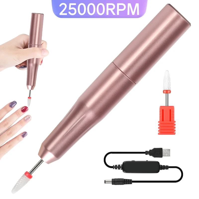 

Professional 25000RPM Electric Nail Drill Pen With USB Cable Portable Nail Sander For Manicure Pedicure Nail Drill Machine Tool