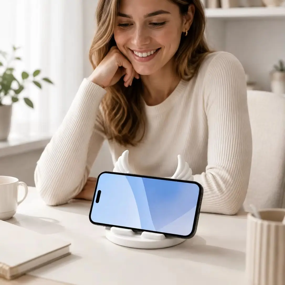 Angel Wing Phone Stand for Desk Cute Desktop Cell Phone Holder Universal Smartphone Holder Aesthetic Office Desk Decor