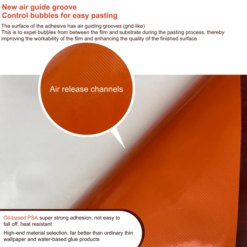 Thick Wood Grain Decor Film Oil PSA & Air Release Channel ﻿waterproof and wear resistant Self Adhesive Sticker