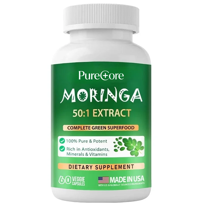 Moringa Oleifera 50:1 Extract 400mg, Used for Antioxidant Superfoods, Energy and Immune Support, Non GMO, 60 Capsules