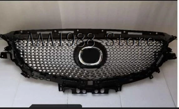 For Mazda 6 Atenza 2017 2018 2019 Car Front Bumper Upper Grille ABS Diamond Grill ABS Cover with Chrome Emblem