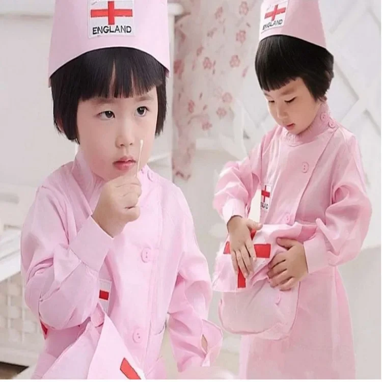 Children's small nurse uniform, doctor playing experience costume, kindergarten play white coat performance costume