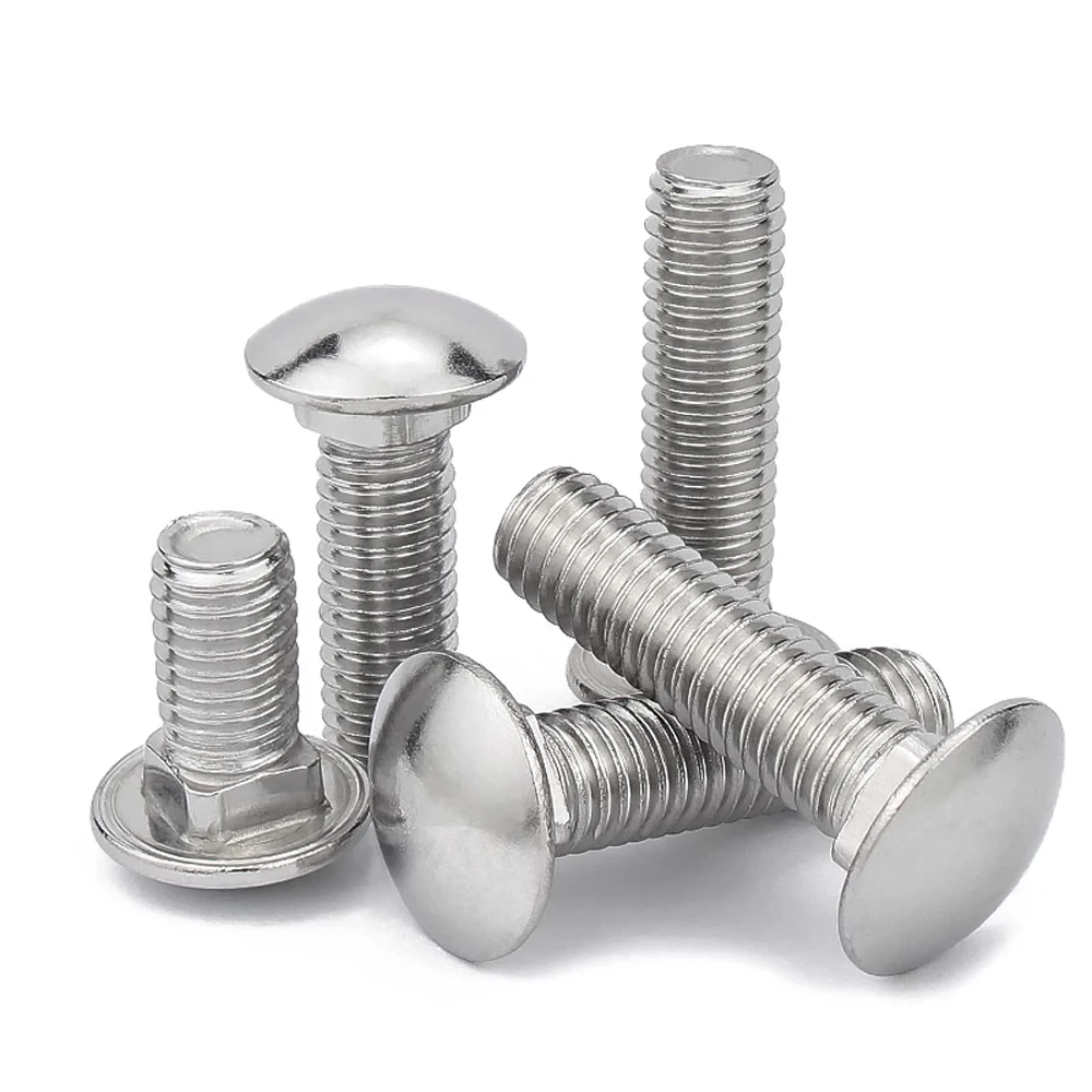 1/4-20 5/16-18 3/8-16 1/2-13 UNC A2-70 SUS304 الفولاذ المقاوم للصدأ الفطر رئيس ساحة الرقبة النقل مسامير مدرب البراغي DIN603 #5