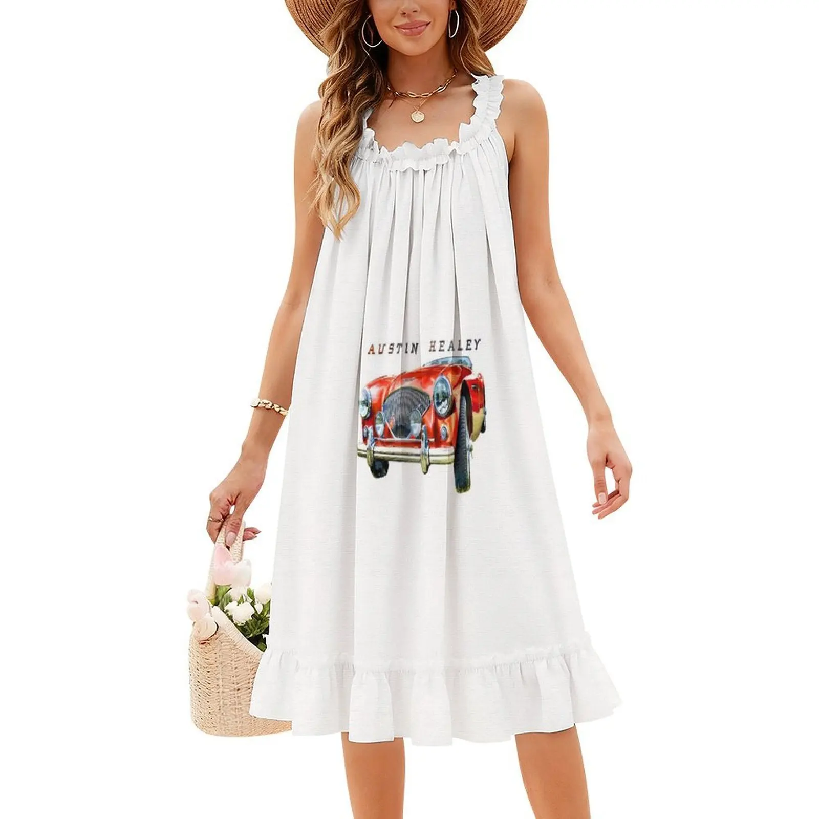 فستان أوستن هيلي 100 منقوش عليه زهور للنساء للربيع والصيف فستان كاجوال للحفلات أوستن هيلي الظهر لحفلات السيارات #4