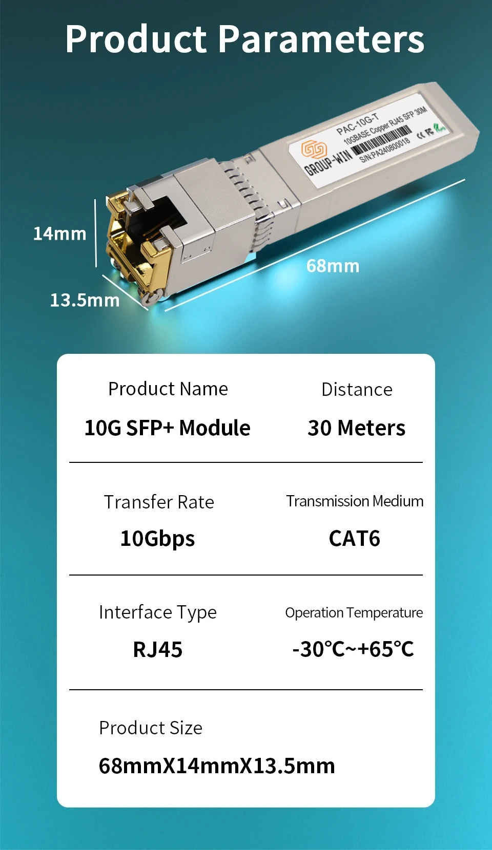 10G SFP + وحدة النحاس SFP + إلى RJ45 10GBase-T RJ45 موصل 30 متر متوافق مع Mikrotik/Zyxel/Hisource/HORACO/Router/Switch