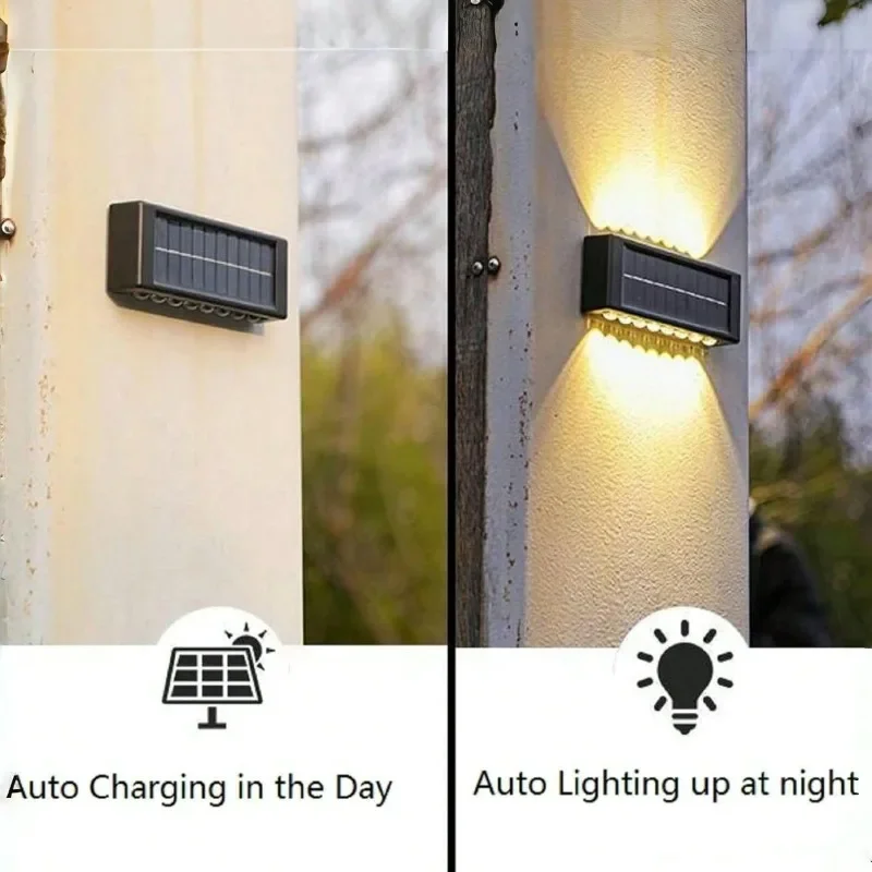 16 LED Solar Wall Light Waterproof Solar Fence Light Suitable for House Porch Path Courtyard Outdoor Garden Lighting