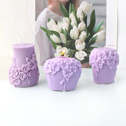 DIY Nordic Rattan Flowers Silicone Candle Mold Plaster Shape Handicraft Scented Candle Gypsum Home Decoration Mold Wedding Gifts