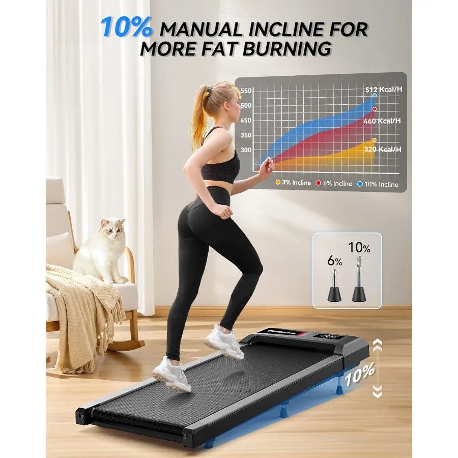 جهاز مشي محمول تحت المكتب للاستخدام المنزلي والمكتبي مع 10 وسادات مشي مائلة قابلة للتعديل تدعم ما يصل إلى 320 رطلًا نقطة اتصال لاسلكية #3