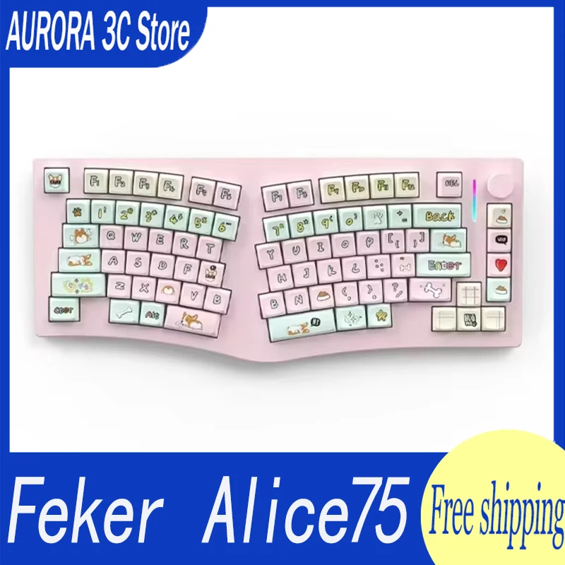 

Клавиатура Feker Alice75, 3 режима, Bluetooth, эргономика, горячая замена, алюминиевые игровые механические клавиатуры, персонализированные аксессуары для ПК