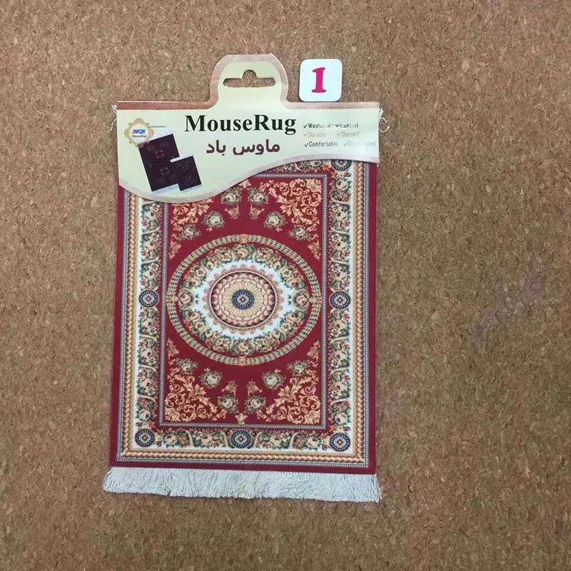 Persian Mini Carpet Mousepad Vintage Style Pattern Laptop Keyboard Pad Home Office Anti-Slip Rubber Desk Mat with Stitched Edges