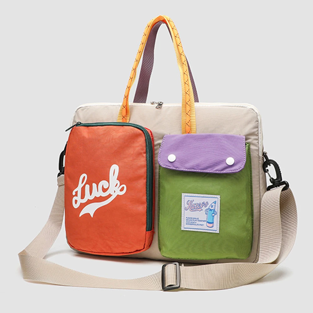 

fashion women canvas 15.6-inch computer bag casual large capacity daily handbag for commuting portable travel shoulder bag